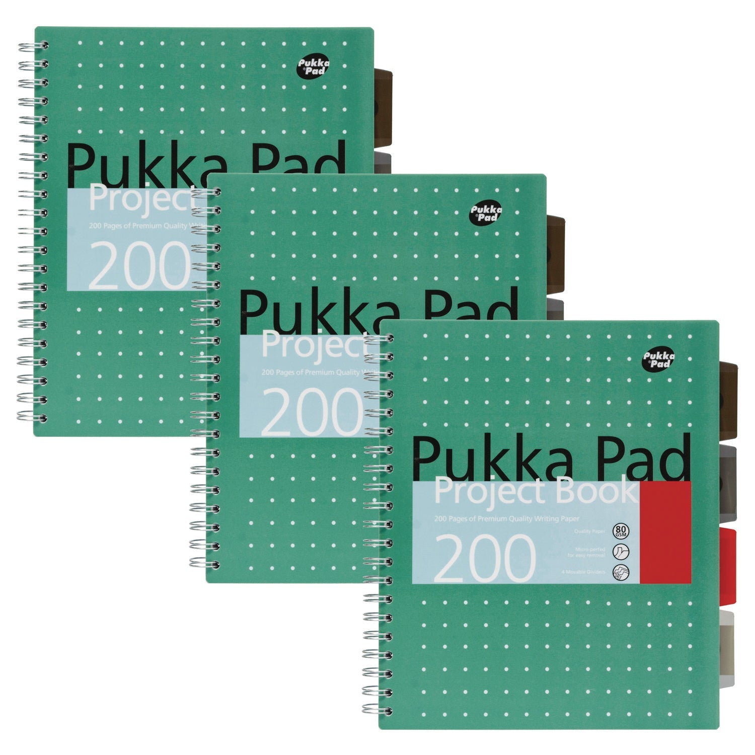 pukka-pad-letter-size-project-book-5-subject-medium-college-rule-metallic-green-with-white-dots-cover-100-11-x-8-5-sheets-3-pack-puk8748met_1